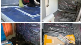 Speedboat Bermuatan Rokok Tanpa Pita Cukai Yang Kandas di Tepi Hutan Bakau di Kawasan Pedalaman Pulau Panjang