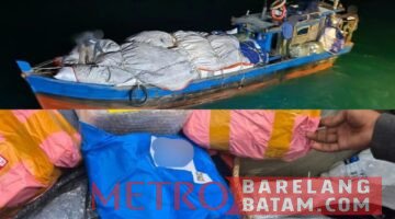 Foto Istimewa :
Kapal yang diawaki tiga orang, termasuk nakhoda, tersebut ditegah Tim Satgas Patroli Laut BC-20009 di perairan sekitar Pulau Mubut, Barelang